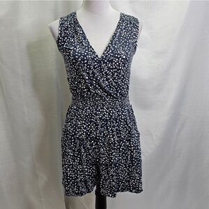 Maurices 24/7 Blue Polka Dot Sleeveless Romper Size XS